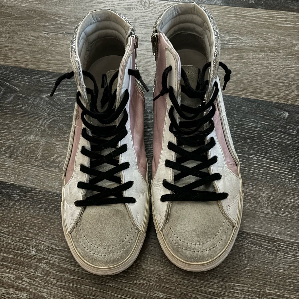 Golden Goose Slide Sneakers in Pink and Silver Glitter - Picture 3 of 3
